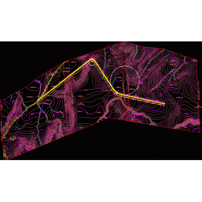 Plano topografico de una carretera