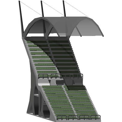 Modulo de graderia 3d con cubierta para estadio