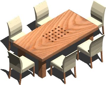 mesa de jantar 3d para 6 pessoas