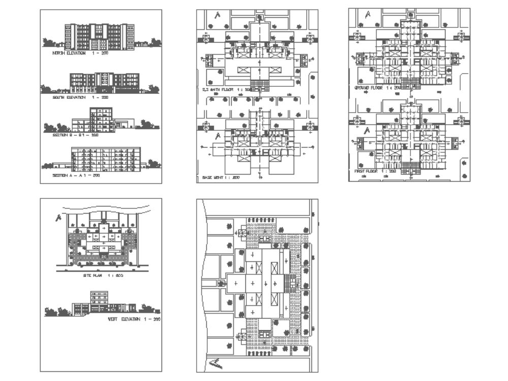 Development of 120-bed Hospital in AutoCAD | CAD library