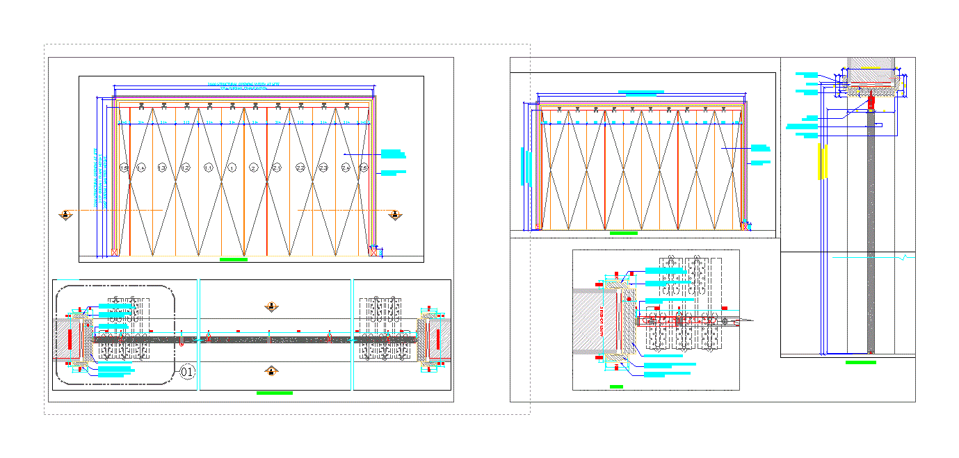 Folding door section detail