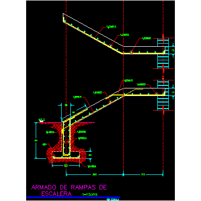 Detalle de armado y cimentacion de escalera