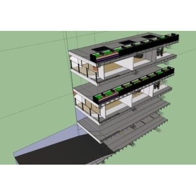 Corte 3d fachada