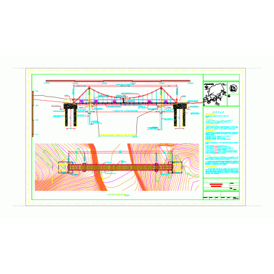 Puente colgante peatonal - 2d
