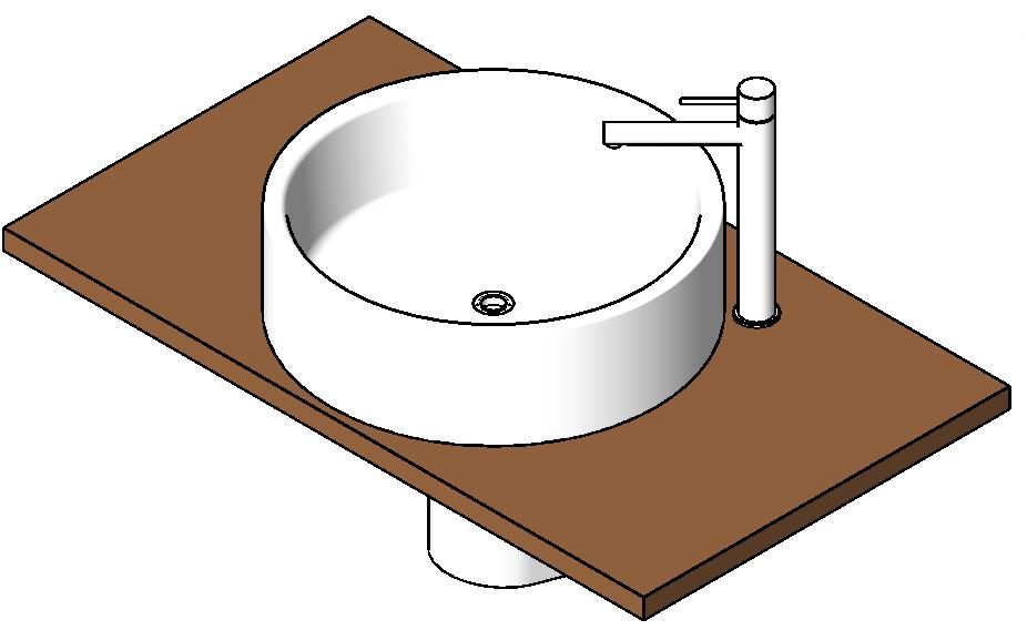 Washbasin over hanging table