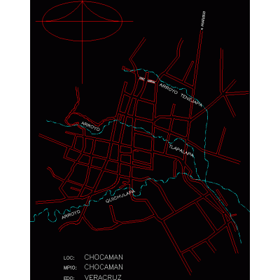 Plano del municipio de chocaman; veracruz