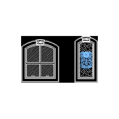 Windows with moldings and stained glass