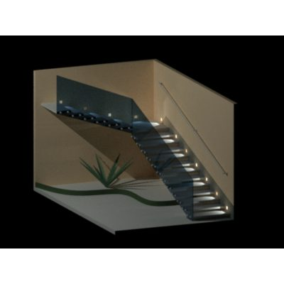 Escalera empotrada en muro en 3d