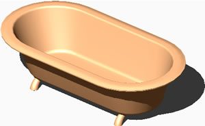 Freestanding bathtub in 3d; semicircular edges
