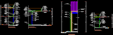 Sections through the facade of a two-story building