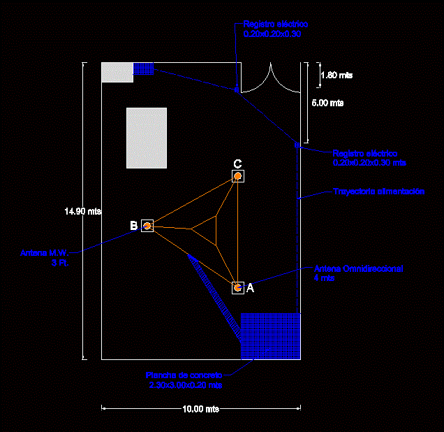 Diagrama de piso de telecomunicações