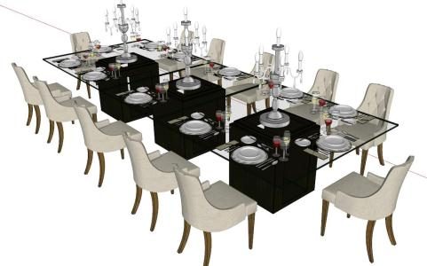 Dining room 12 people 3d