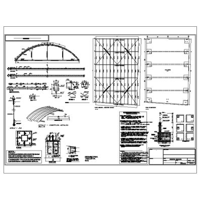 Cobertura parabolica de 14 metros de luz - autocad
