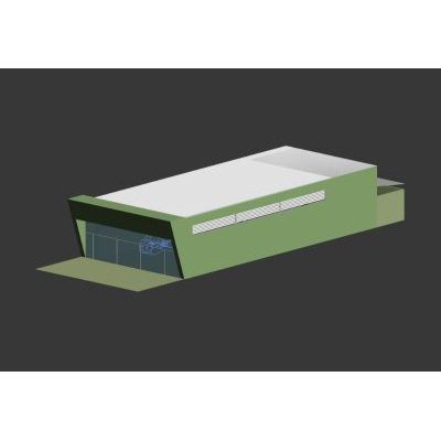 Modelo 3D de Galpon Materiales Aplicados
