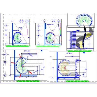 Escalera helicoidal 2d