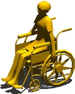 Mujer en silla de rueda 3d