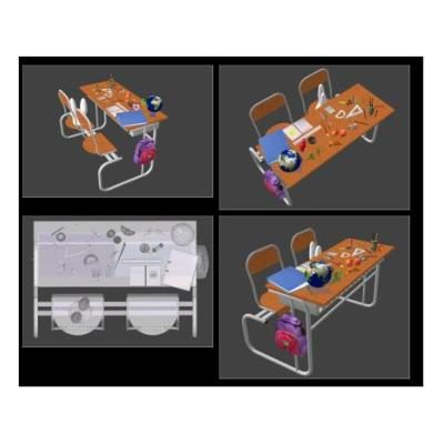 Mesa escolar en 3d