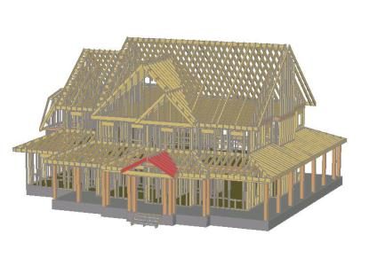 Estructura de cabana de madera