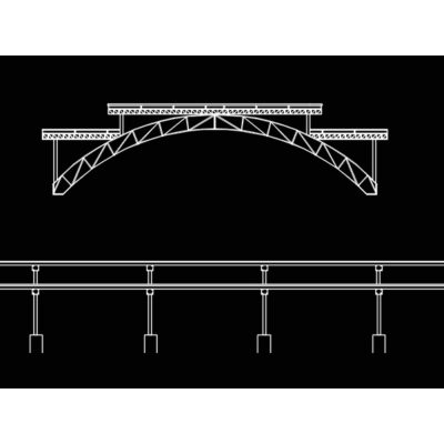 Cubierta de chapa con estructura de arco reticulado