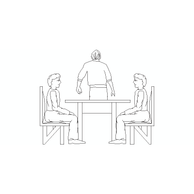 Mesa En Alzado Con Personas Sentadas