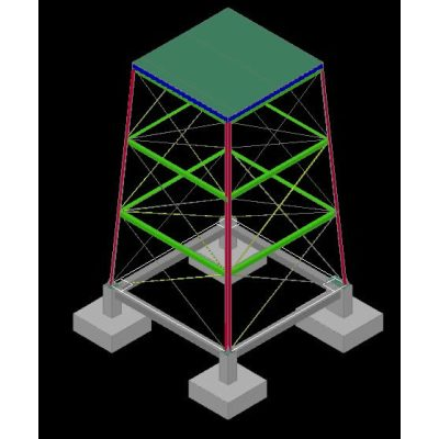 Estructura torre para tanque de agua 3d