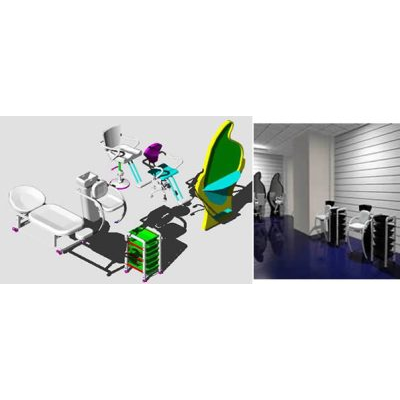 Mobiliario de salon de belleza dxf