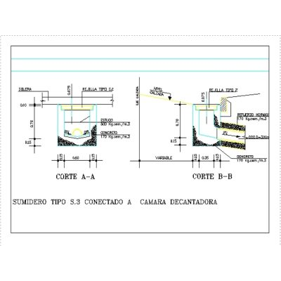 Camara decantadora tipo para proyectos de pavimentos pat