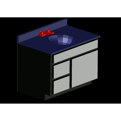Mueble para toilette con bacha 3D