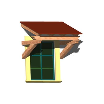Ventana en 3d - alero con estructura de madera