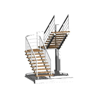 Escalera de dos tramos - modelo 3d