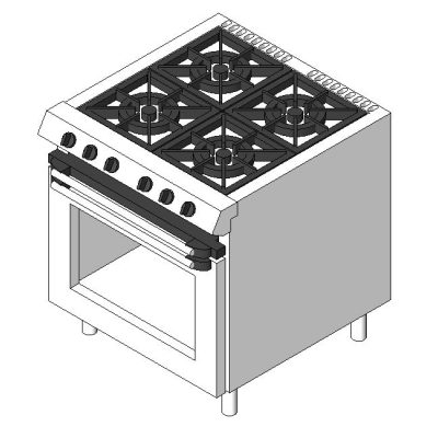 Cocina a gas con 4 hornallas
