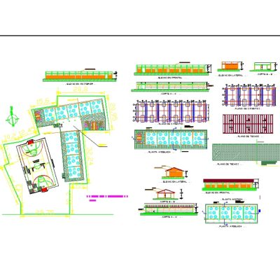 Desarrollo de un colegio con amplio patio y cancha