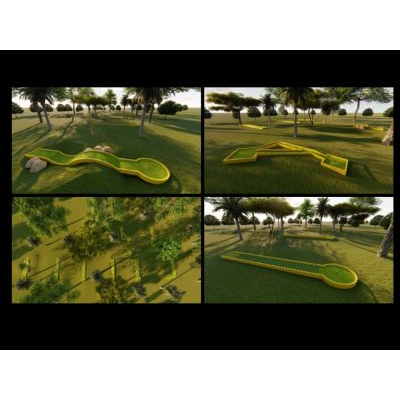 Campo de mini golf 9 hoyos con imagenes renderizadas lumion