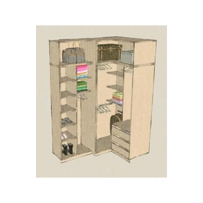 Vestidor de madera 3d integrado skp