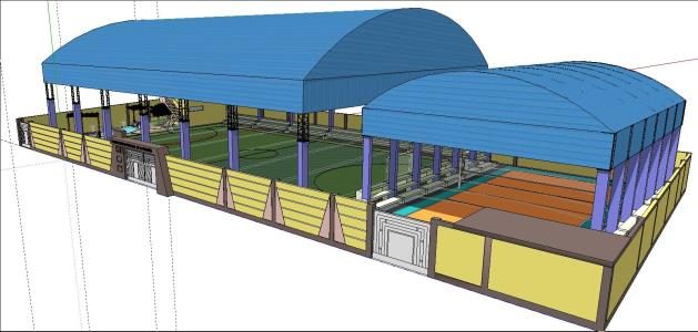 Progetto centro sportivo 3d
