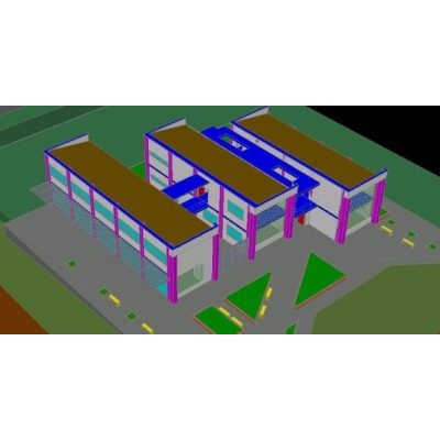 Edificio centro comunal - volumen 3d 3ds