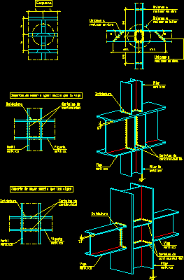 Union between beams and steel structural elements