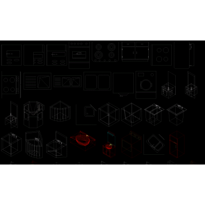 2D and 3D Kitchen Block Collection