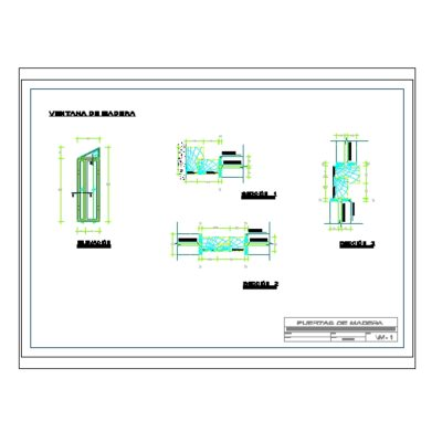 Plano de detalle de ventana de madera