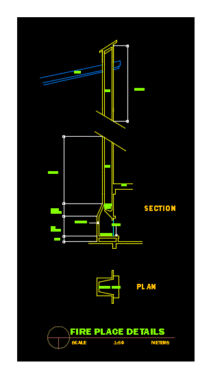 Plano de chimenea y la seccion