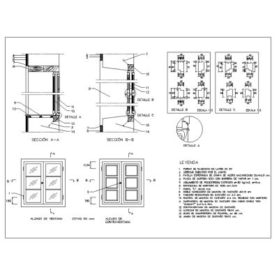 Ventana de madera - autocad