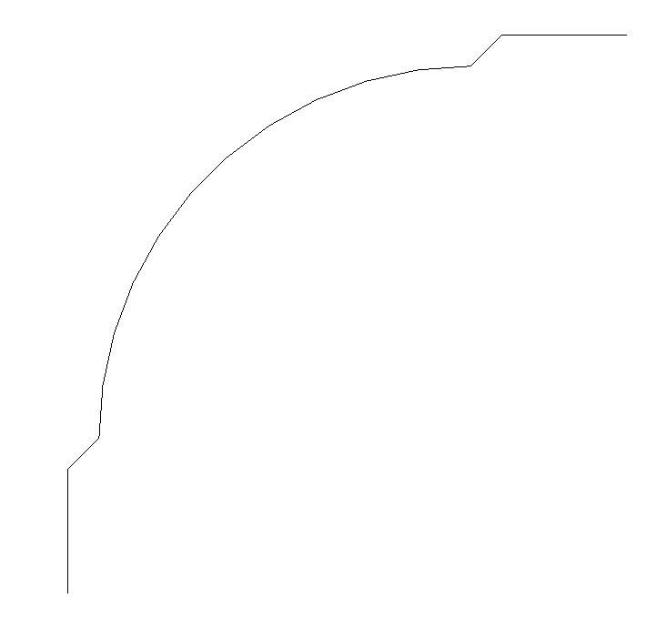 Perfil da tampa da junta com perfil arredondado no canto interno