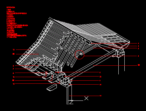 Estructura de madera y nudillo para cubierta