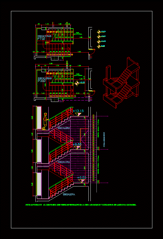 Detalle escalera de hormigon armado