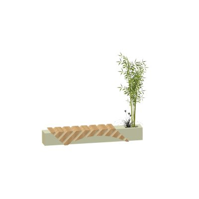 Mueble urbano colectivo de madera en 3d