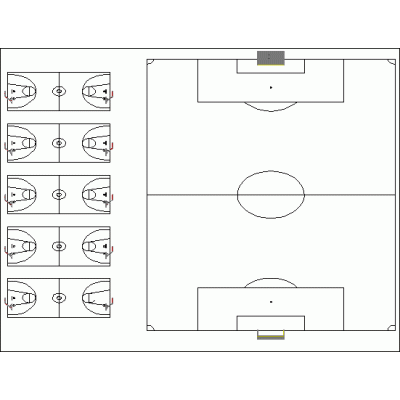 Basketball and soccer courts