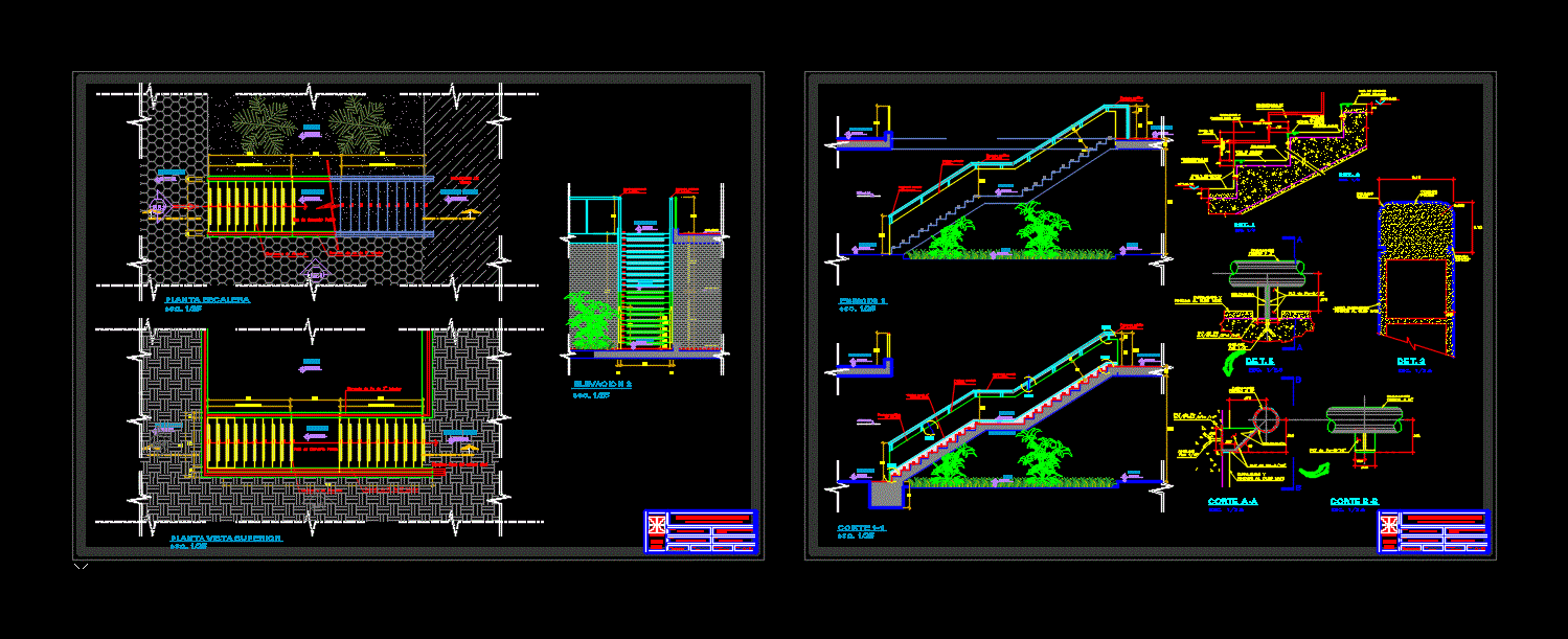 Escalera de concreto - doble tramo