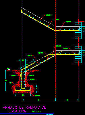 Detail der Treppenverstärkung und des Fundaments