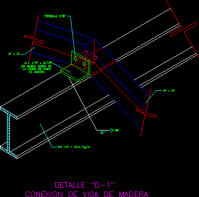 Connection of wooden-ipr steel beams