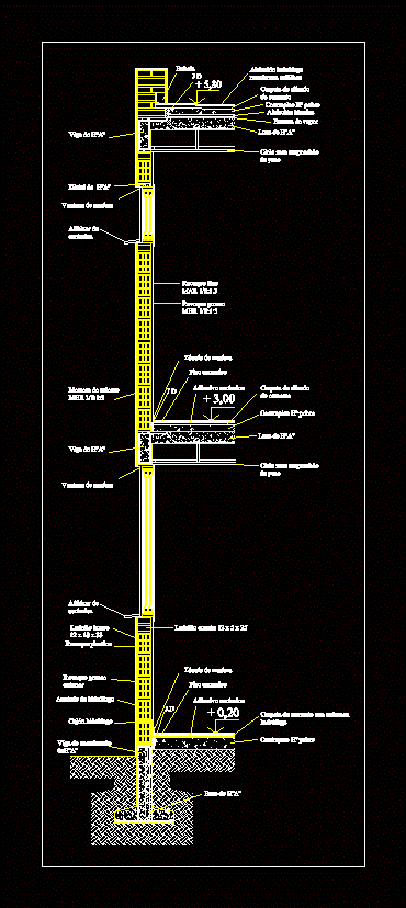 Detalhe da estrutura de concreto armado independente com tijolo oco